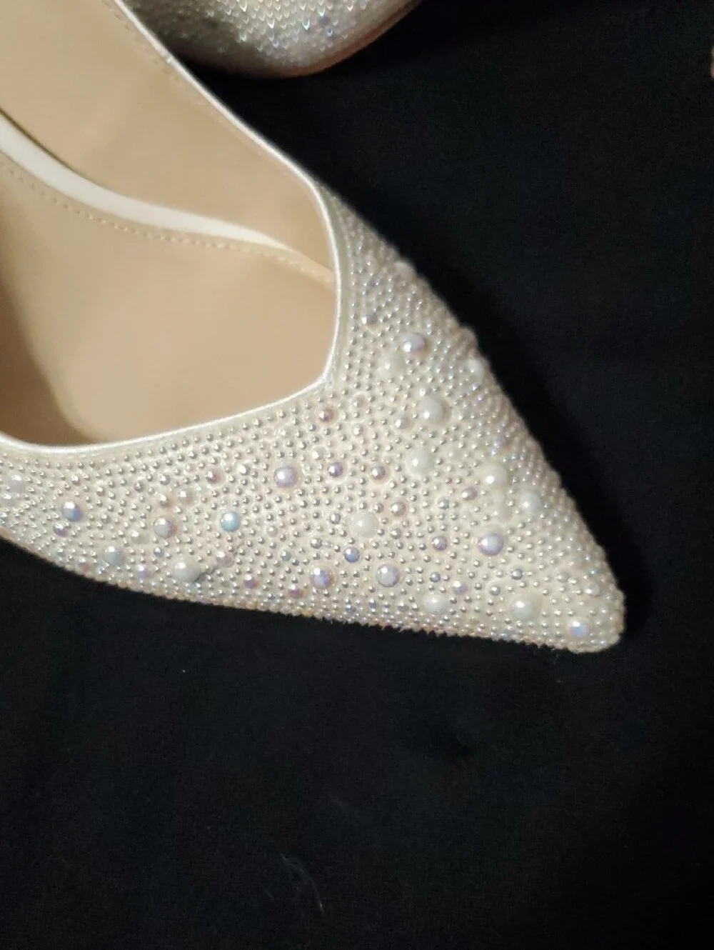 Betsey Johnson NWOT Ivory Clark Rhinestone Pearl Slingback Wedding Pumps Sz 10